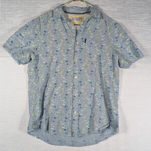 Penguin Casual Button Down Shirt Mens Medium All Over Print Palm Tree